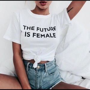The future is FEMALE sexy white T-shirt xl